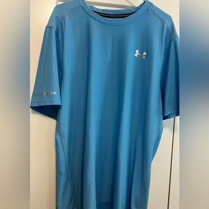 UA mens 2XL baby blue cold black athletic shirt